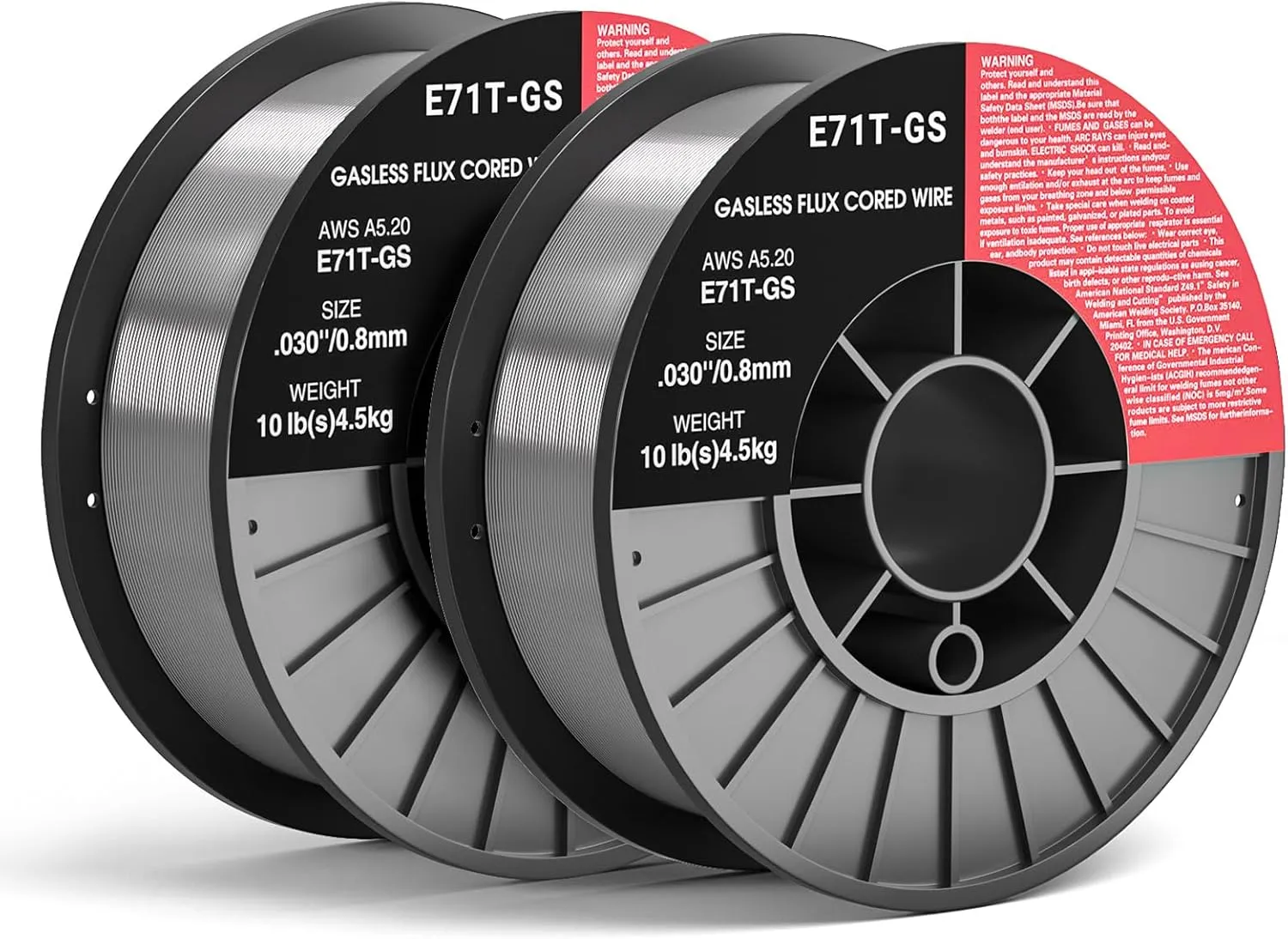 0.030 Flux core Welding Wire, 2 Spools E71T-GS Low Splatter gasless Carbon Steel Mig Welding Wire Compatible (0.030-inch 10LB 2pk)