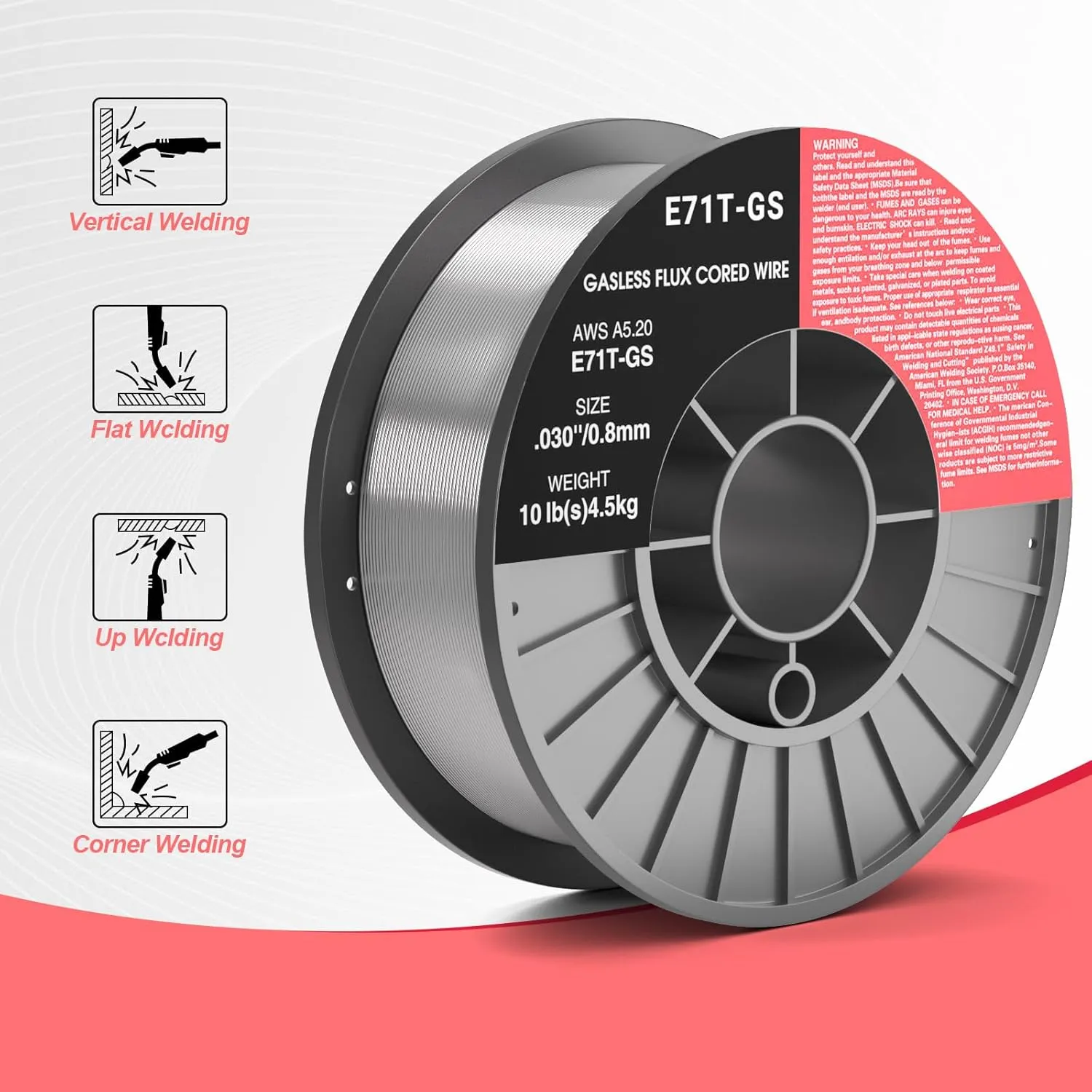 0.030 Flux core Welding Wire, 2 Spools E71T-GS Low Splatter gasless Carbon Steel Mig Welding Wire Compatible (0.030-inch 10LB 2pk)