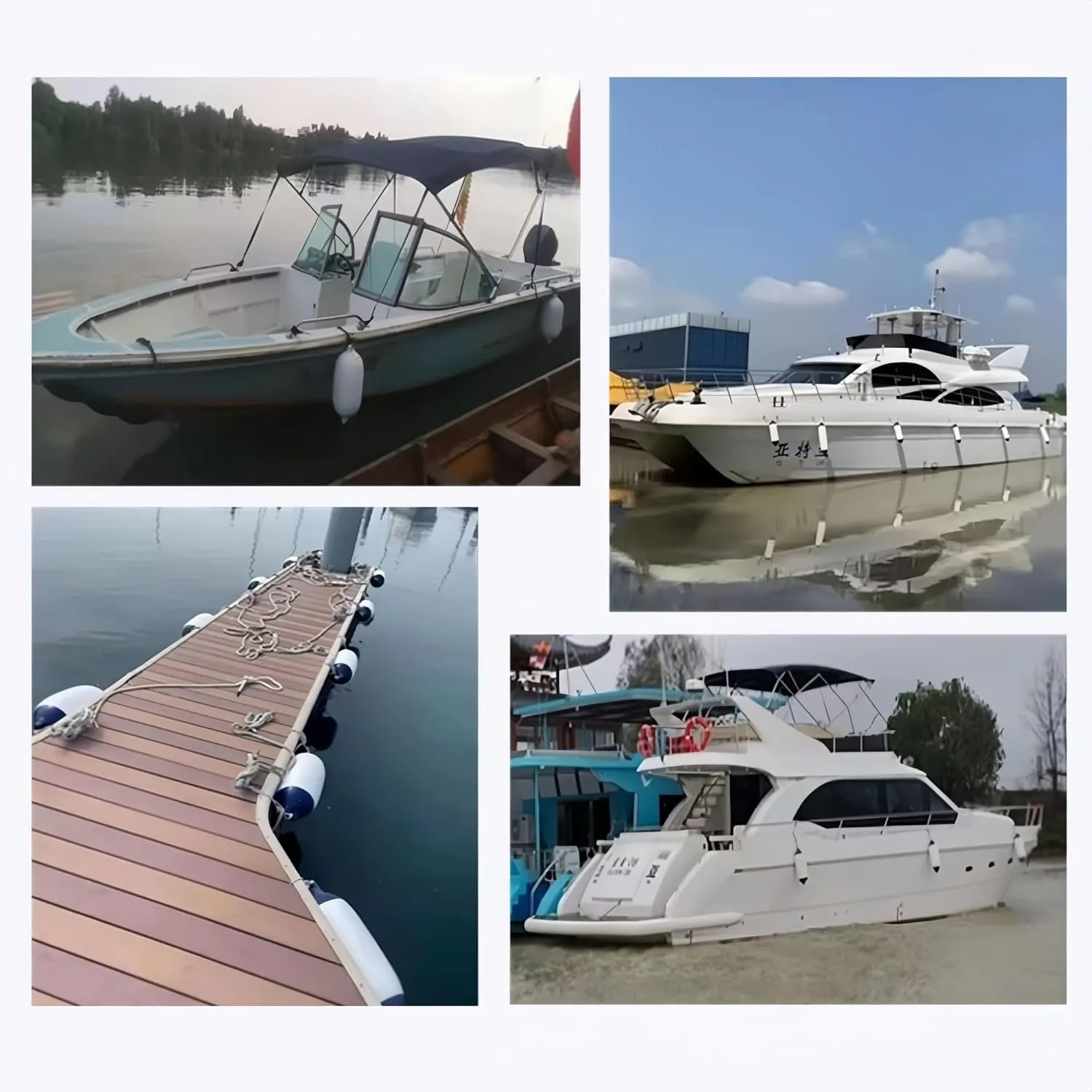 1 Pack Boat Fender for Docking Inflatable Vinyl Boat Fender All Weather Conditions, Universal Fit Boat Accessories White Blue