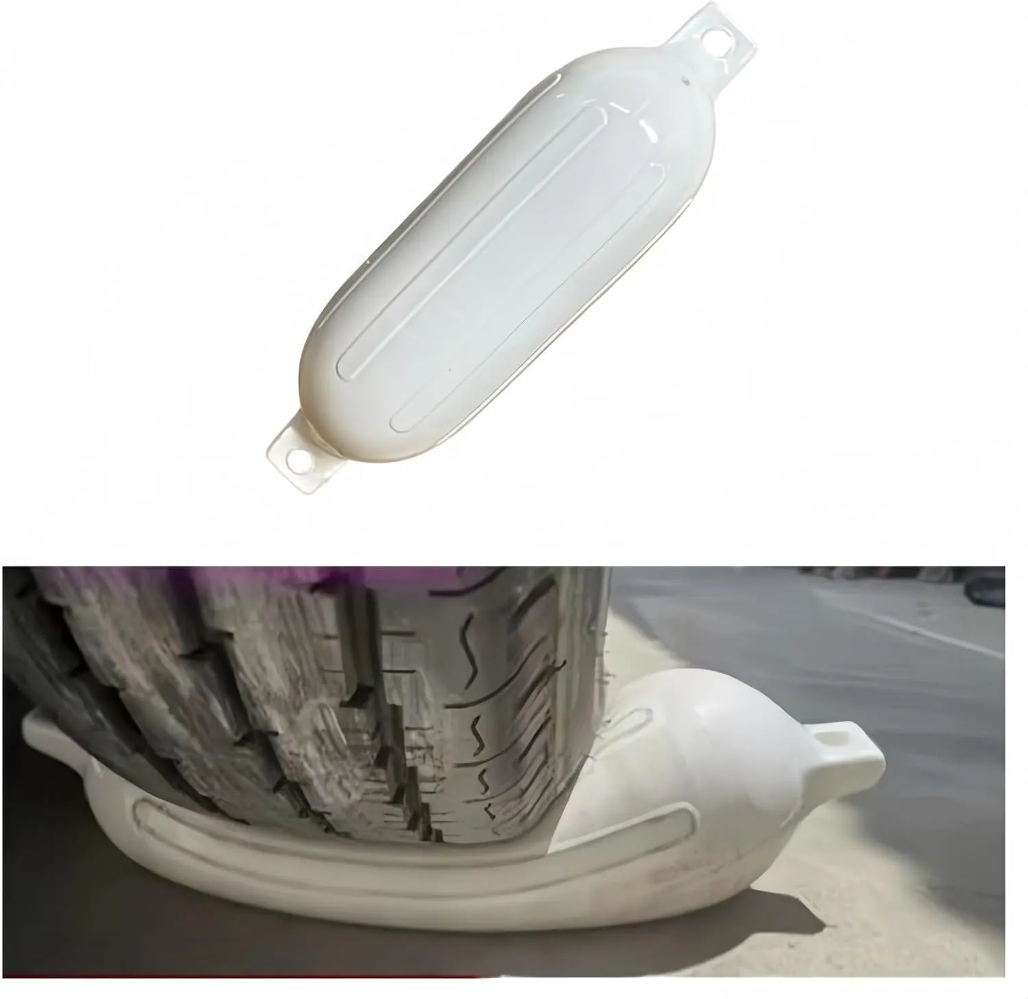 1 Pack Boat Fender for Docking Inflatable Vinyl Boat Fender All Weather Conditions, Universal Fit Boat Accessories White Blue