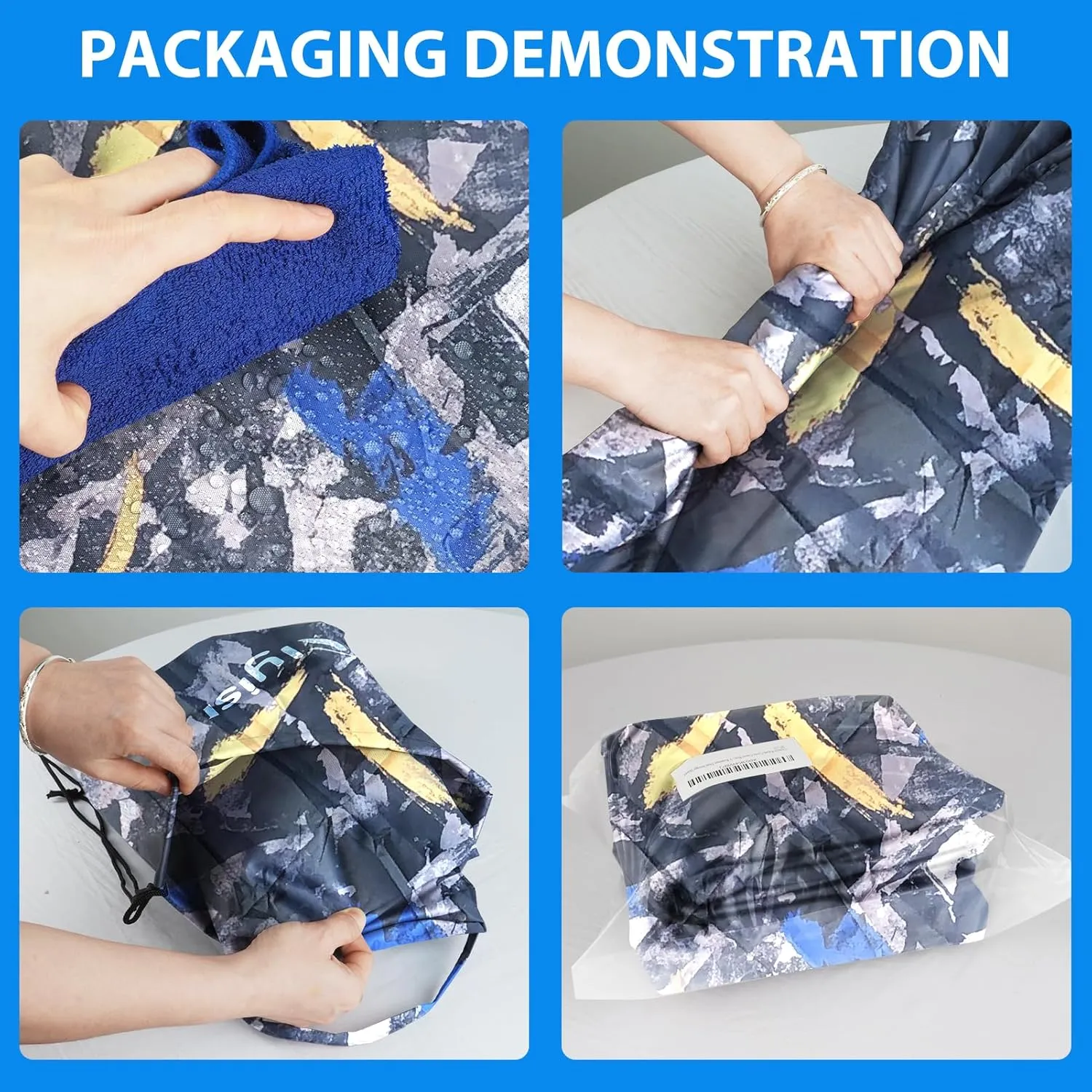 10-16FT Waterproof Kayak Covers for Outdoor Storage, Canoe Cover Accessories, Boat Cover Oxford Shade Marine Cockpit Dust Cover UV Protection Ultra Sunblock Shield for Fishing Boat Kayak Canoe