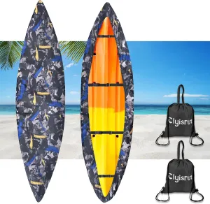 10-16FT Waterproof Kayak Covers for Outdoor Storage, Canoe Cover Accessories, Boat Cover Oxford Shade Marine Cockpit Dust Cover UV Protection Ultra Sunblock Shield for Fishing Boat Kayak Canoe