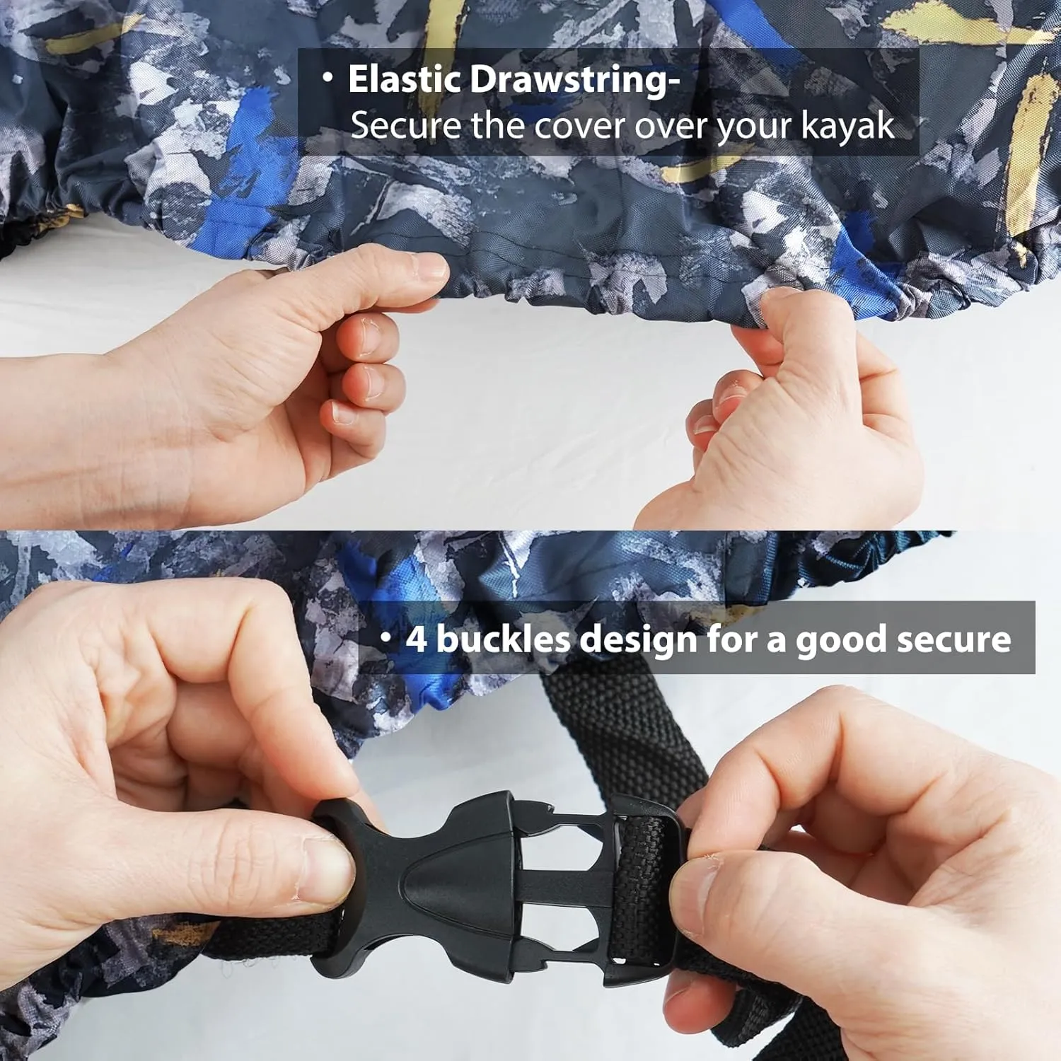 10-16FT Waterproof Kayak Covers for Outdoor Storage, Canoe Cover Accessories, Boat Cover Oxford Shade Marine Cockpit Dust Cover UV Protection Ultra Sunblock Shield for Fishing Boat Kayak Canoe