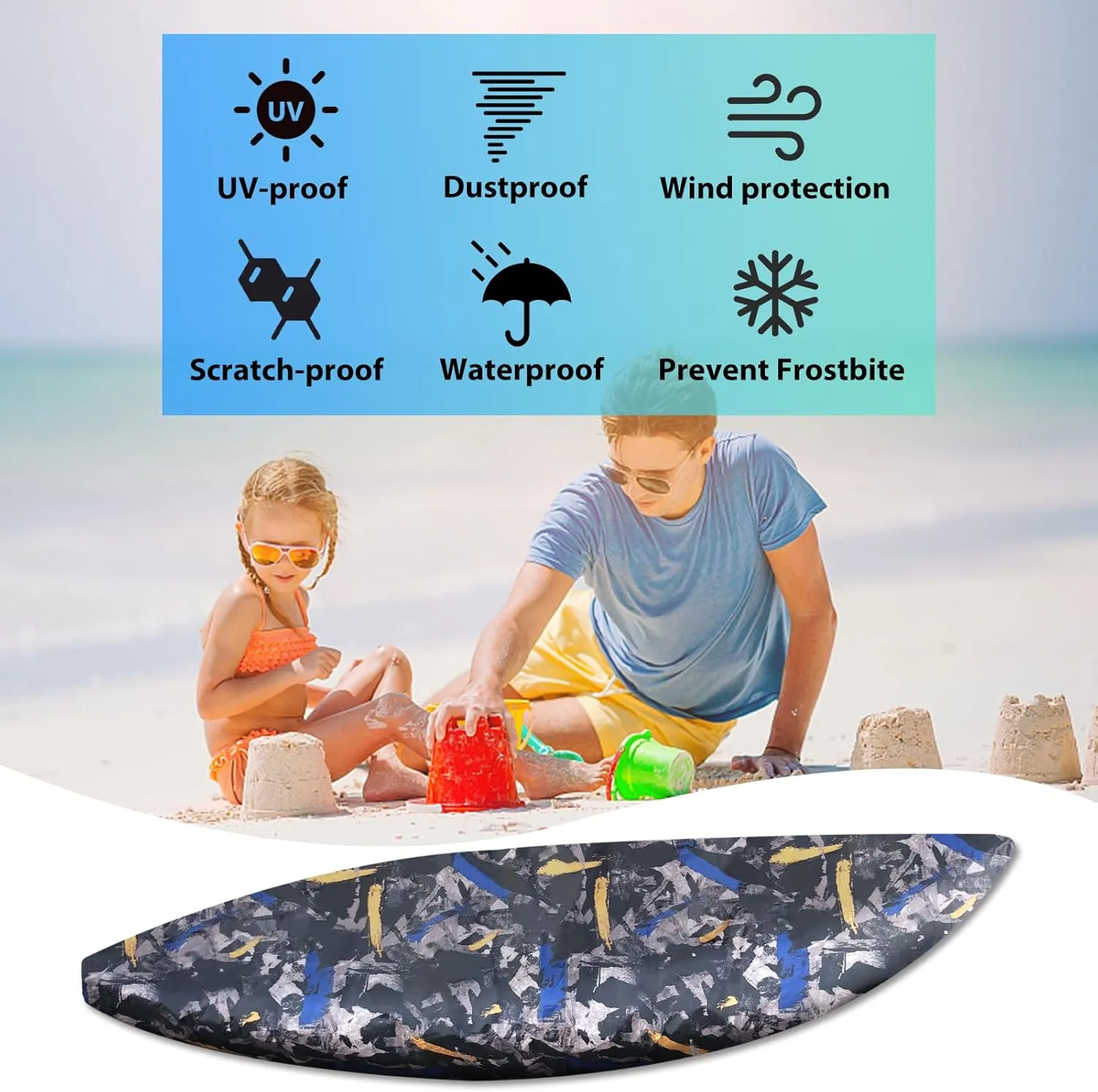 10-16FT Waterproof Kayak Covers for Outdoor Storage, Canoe Cover Accessories, Boat Cover Oxford Shade Marine Cockpit Dust Cover UV Protection Ultra Sunblock Shield for Fishing Boat Kayak Canoe