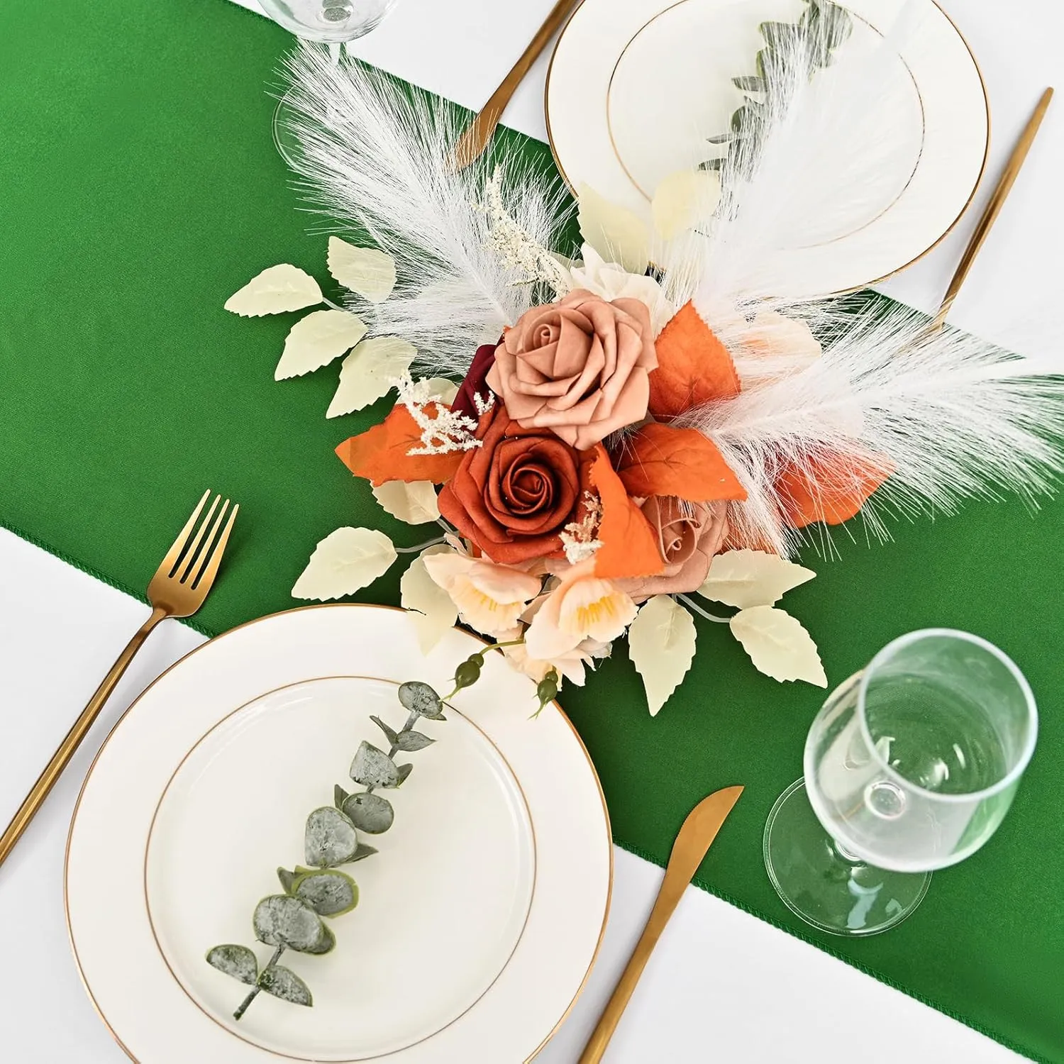 10-Pack Green 12 x 108 inches Long Premium Satin Table Runner for Wedding, Decorations for Birthday Parties, Banquets, Graduations, Engagements, Table Runners fit Rectange and Round Table