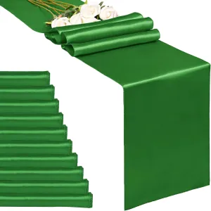 10-Pack Green 12 x 108 inches Long Premium Satin Table Runner for Wedding, Decorations for Birthday Parties, Banquets, Graduations, Engagements, Table Runners fit Rectange and Round Table