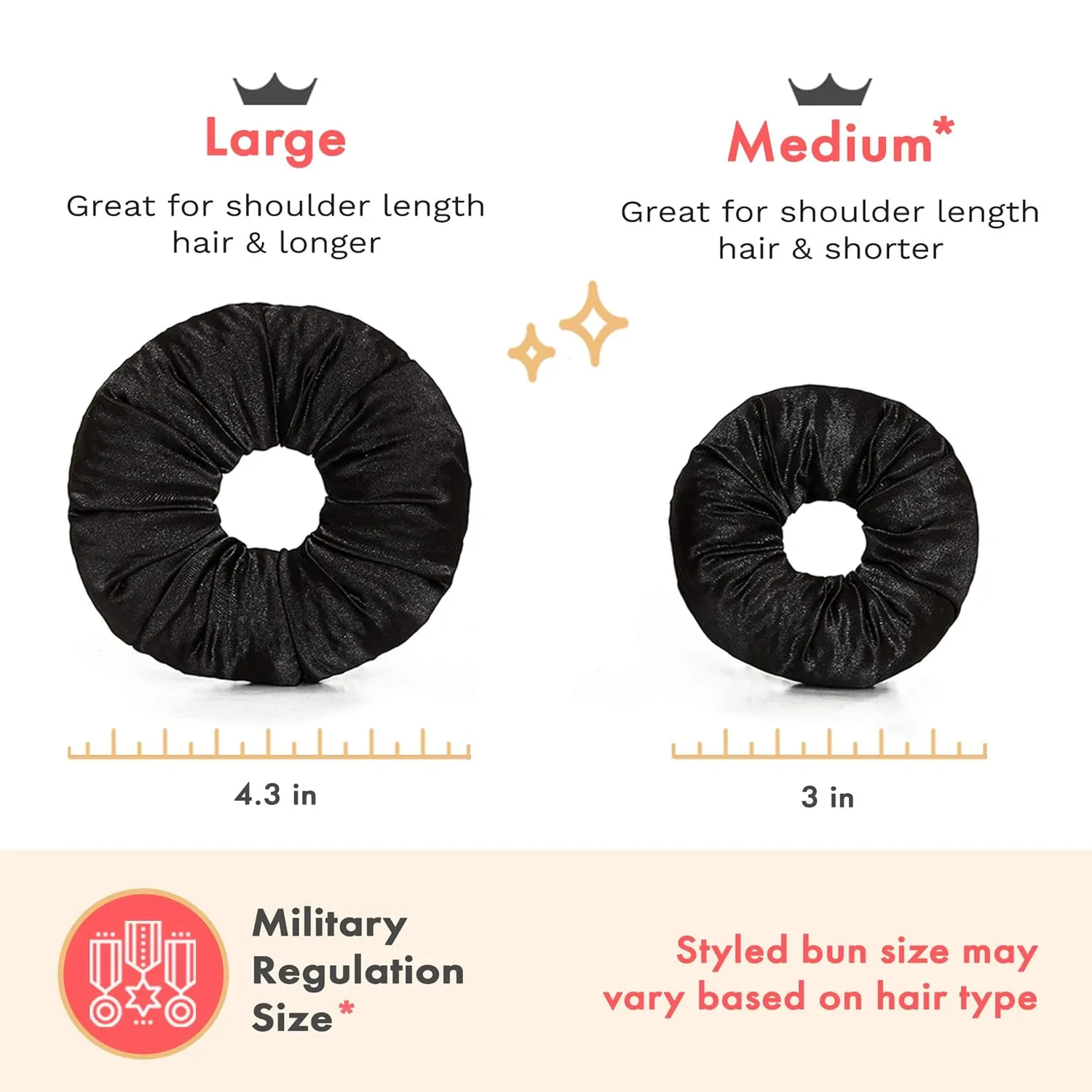 100% Satin Hair Bun for Soft Comfortable Protects Your Ends & Helps Retain Moisture Easy to Style and Great for Military Ballet and Business (1 Medium, Chocolate Brown)