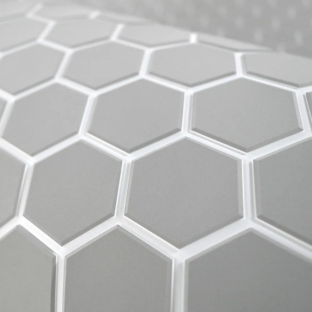 102.3"X37.7" New Hexagon EVA Self-Adhesive Boat Flooring and Decorative Fish for Yacht Pool Boat Flooring Sheet Thick Non-Skid mat (New Hexagon, Light Gray and White, 98.4"X37.7")