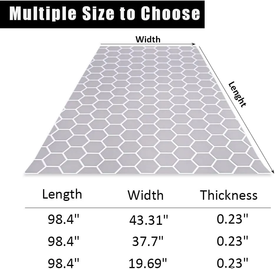 102.3"X37.7" New Hexagon EVA Self-Adhesive Boat Flooring and Decorative Fish for Yacht Pool Boat Flooring Sheet Thick Non-Skid mat (New Hexagon, Light Gray and White, 98.4"X37.7")