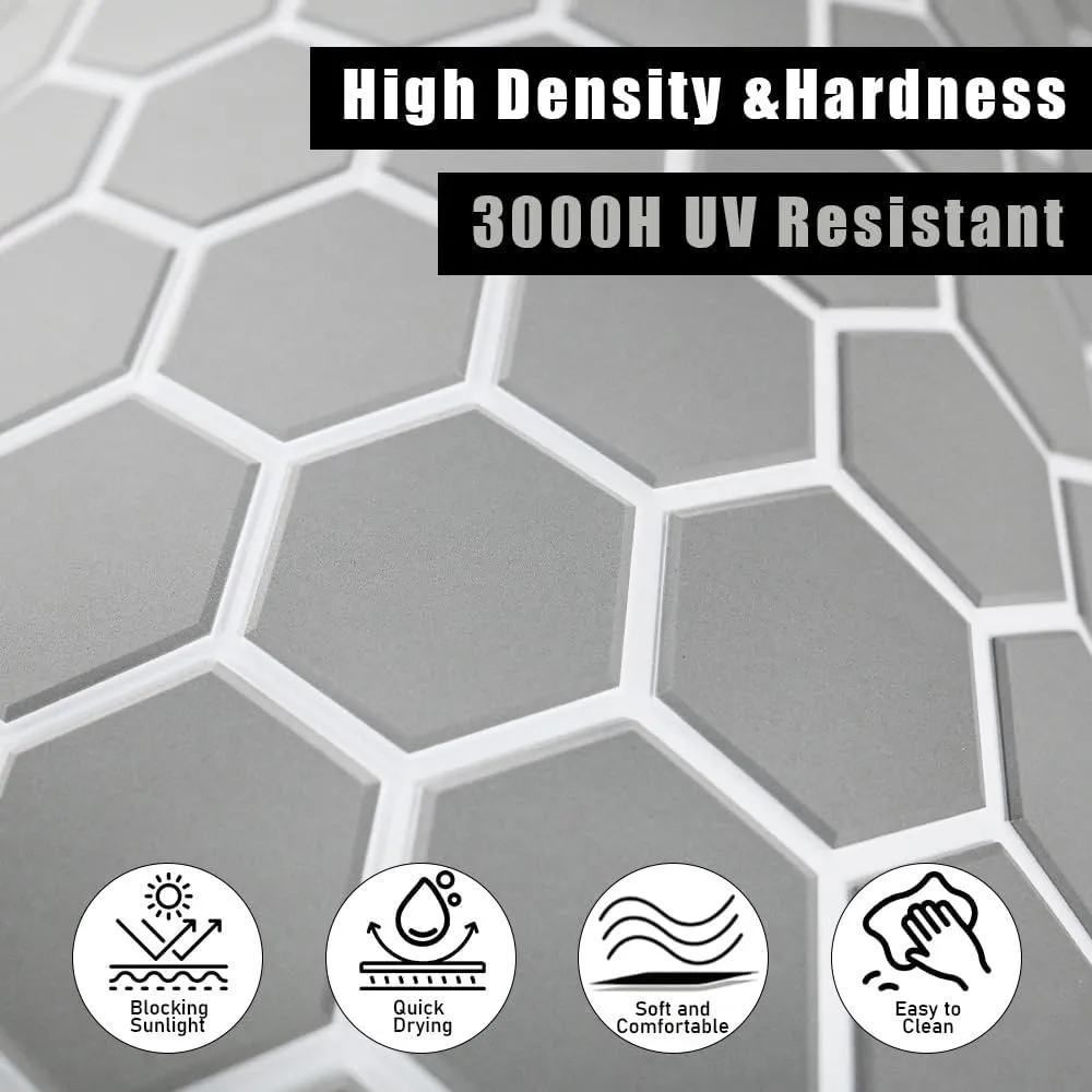 102.3"X37.7" New Hexagon EVA Self-Adhesive Boat Flooring and Decorative Fish for Yacht Pool Boat Flooring Sheet Thick Non-Skid mat (New Hexagon, Light Gray and White, 98.4"X37.7")