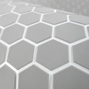 102.3"X37.7" New Hexagon EVA Self-Adhesive Boat Flooring and Decorative Fish for Yacht Pool Boat Flooring Sheet Thick Non-Skid mat (New Hexagon, Light Gray and White, 98.4"X37.7")