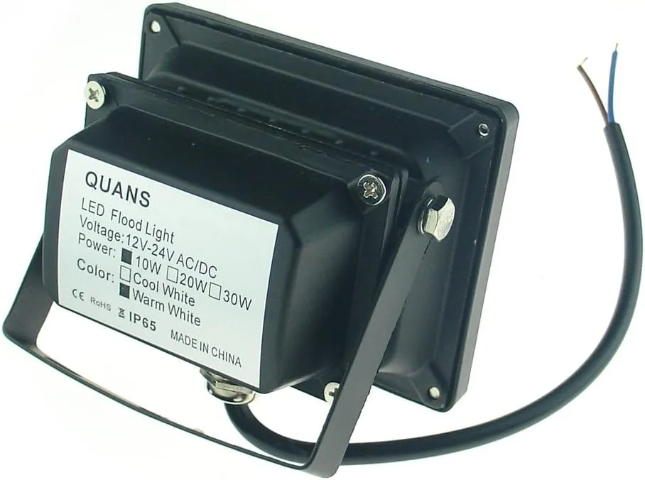 10W 12V 24V DC AC LED Flood Light Lamp Floodlight Security Outdoor Waterproof Ultra Bright Black, 4PCS Warm White