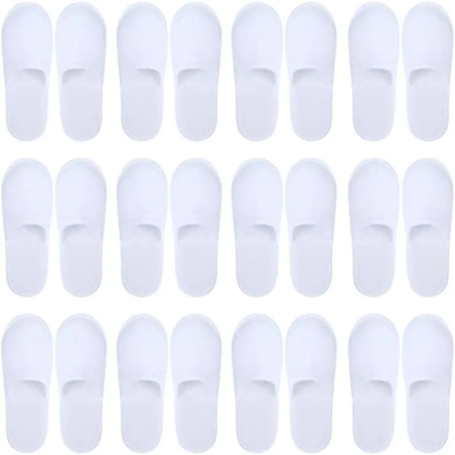 12 Pairs Non-woven Slippers - Portable Washable One-time Non-Slip Thick Home Slippers for Family Spa Guests Hotels Travel