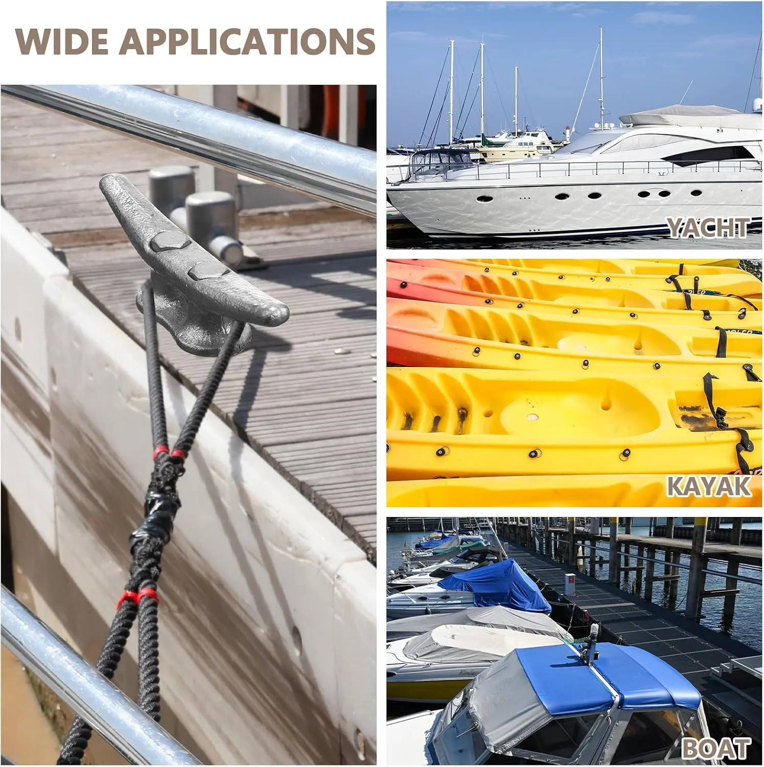 12 Pcs Boat Cleat Open Base Dock Cleat Hot Dipped Galvanized Cast Iron Rope Hardware Include Installation Accessories Screws for Boat Docks, Decks, Marine, Kayak