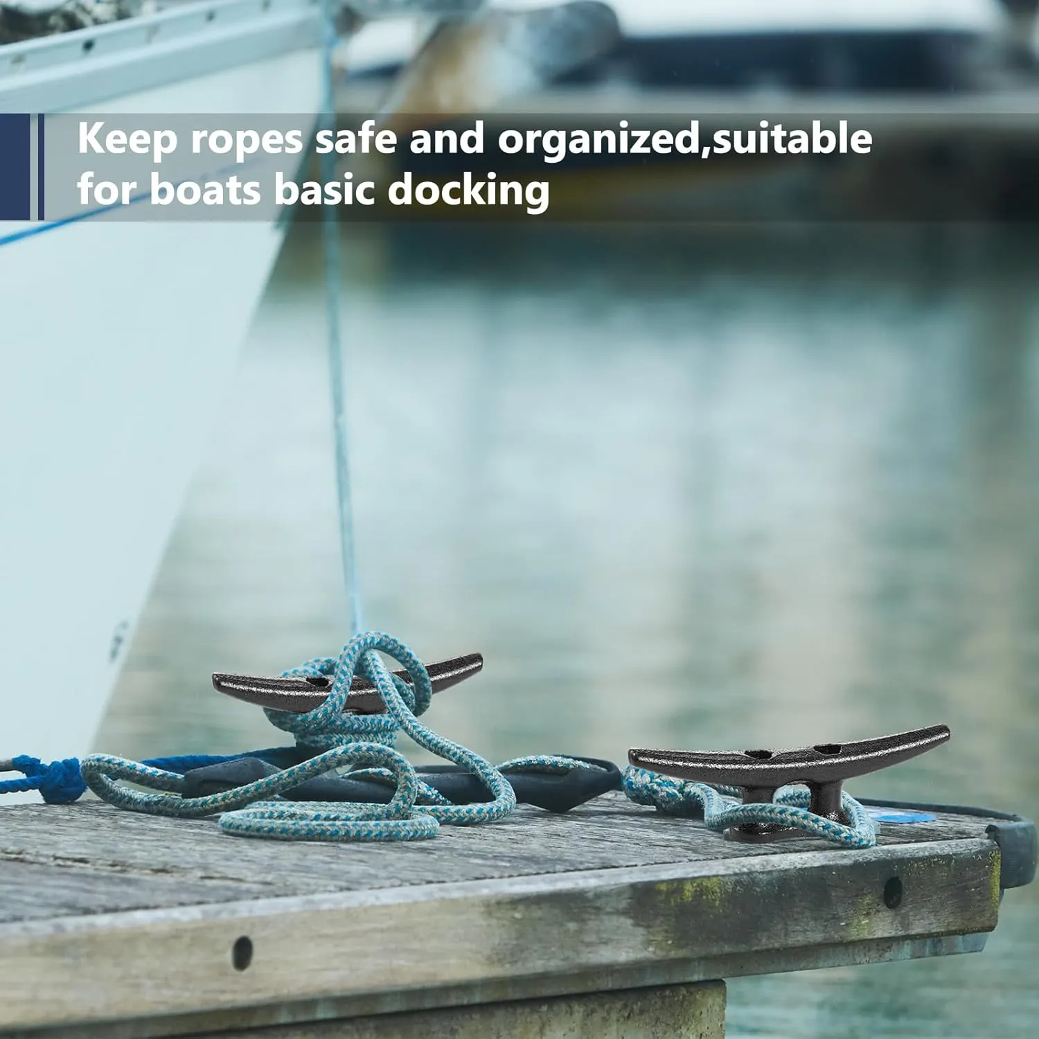 12 Pcs Boat Cleat Open Base Dock Cleat Hot Dipped Galvanized Cast Iron Rope Hardware Include Installation Accessories Screws for Boat Docks, Decks, Marine, Kayak