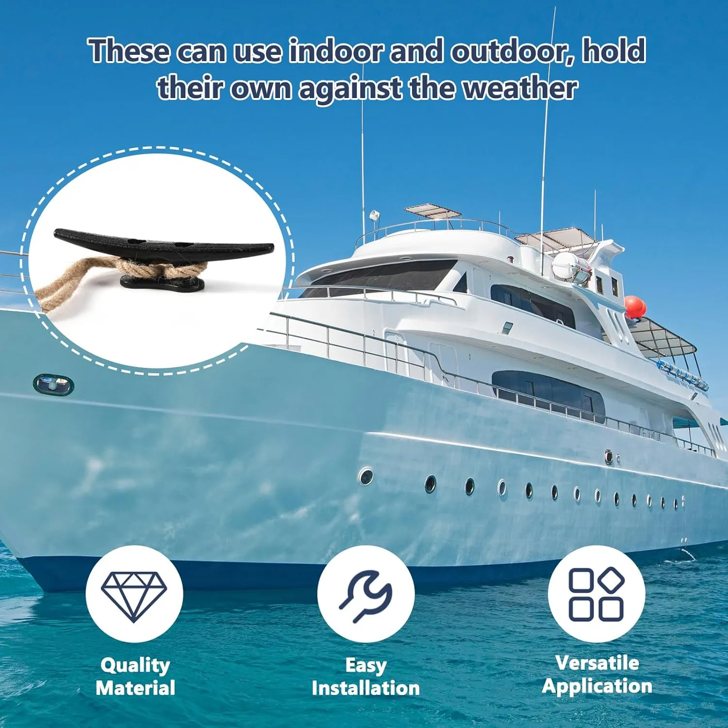 12 Pcs Boat Cleat Open Base Dock Cleat Hot Dipped Galvanized Cast Iron Rope Hardware Include Installation Accessories Screws for Boat Docks, Decks, Marine, Kayak