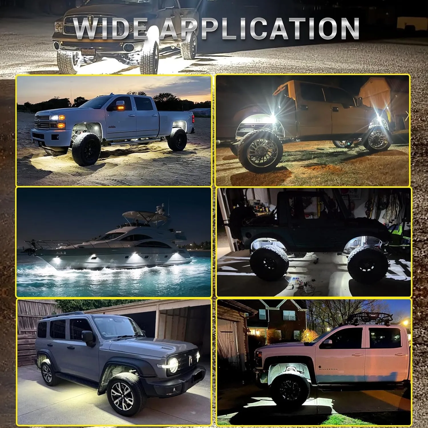 12 Pods Pure White LED Rock Lights with Extension Wires, 6500K Super Bright White Underglow Kit for Truck Trailer Offroad Pickup SXS UTV, IP68 Waterproof Shockproof Under Trailer Lighting