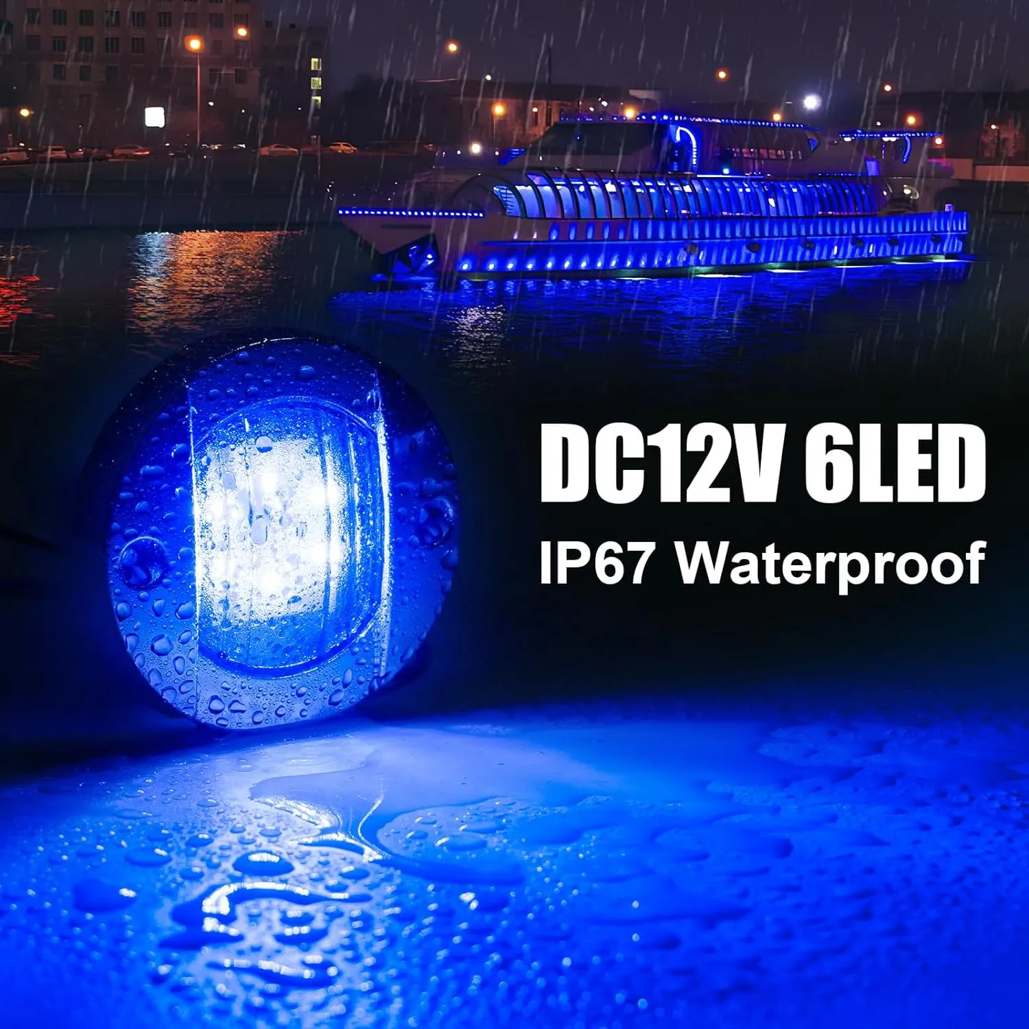 12Pack DC12V 3" Round Marine Boat LED Navigation Lights Stern Anchor Transom Deck Courtesy Light Interior Lamp Waterproof for Pontoon Kayak Sailboat Fishing Boat - Blue