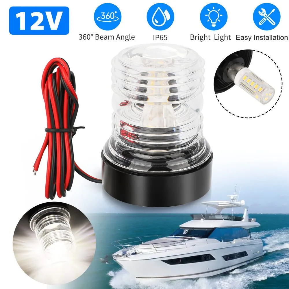 12V Marine Boat Yacht LED Navigation Light Stern Anchor Lamp All Round Whit
