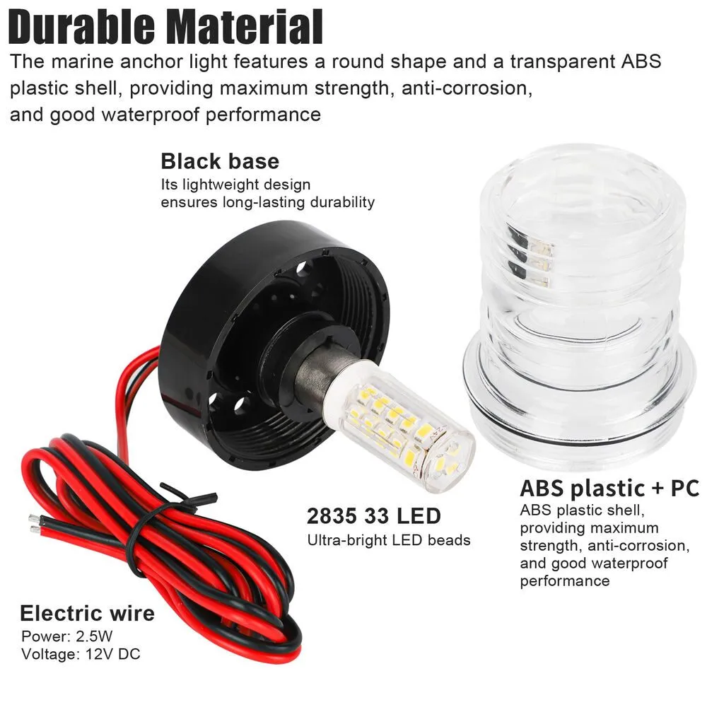 12V Marine Boat Yacht LED Navigation Light Stern Anchor Lamp All Round Whit