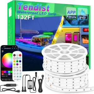 132ft Marine LED Strip Lights - 12V App Control RGB Waterproof Pontoon Boat Light for Interior & Exterior, Night Fishing for Jon Boat, Yacht, Kayak, Deck