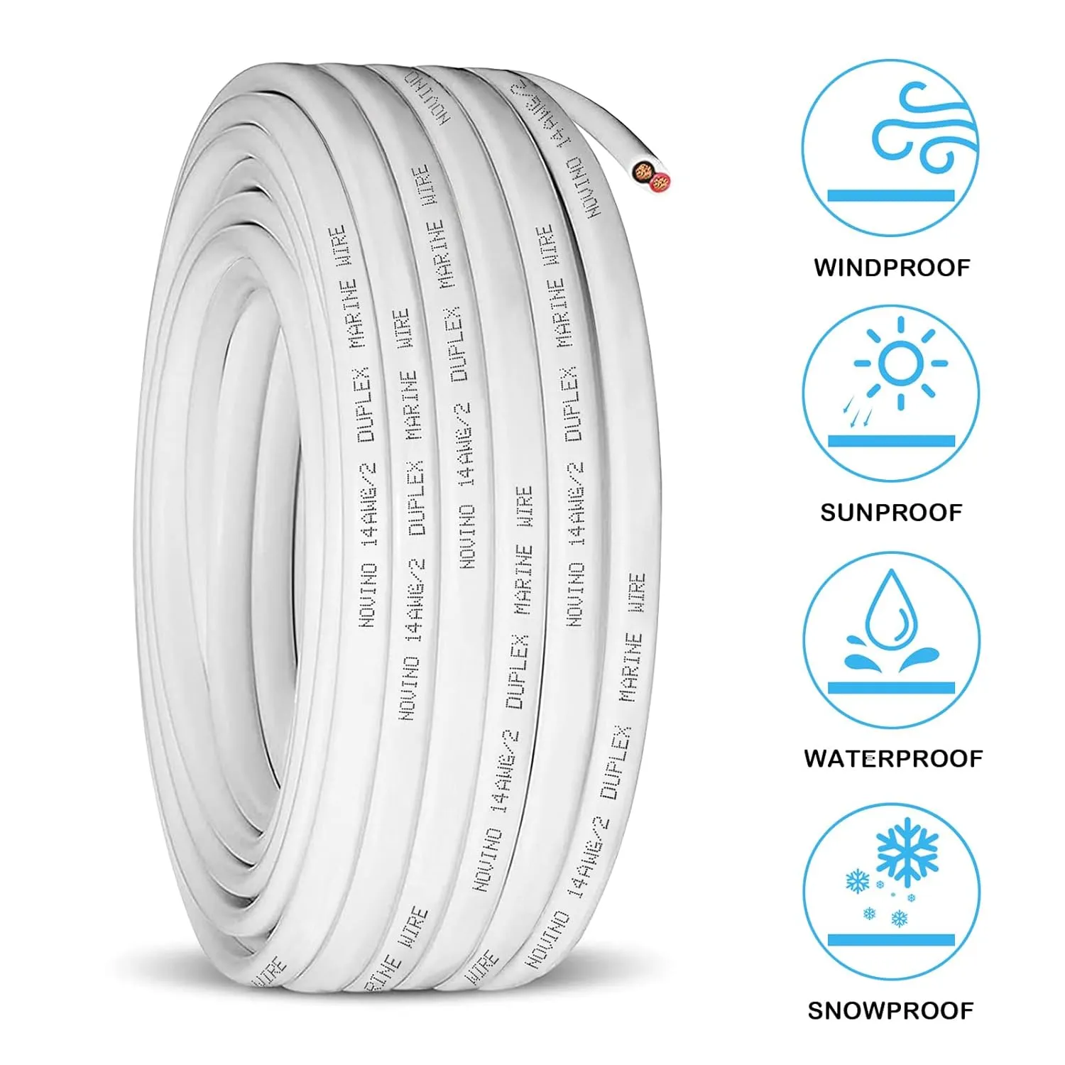14 Gauge Marine Wire,14 AWG 30ft Duplex Marine Grade Wire,Tinned Copper Oxygen-Free Insulated Red& Black Boat Electrical Cable for Boat/Automotive/RV/Camper/Trailer