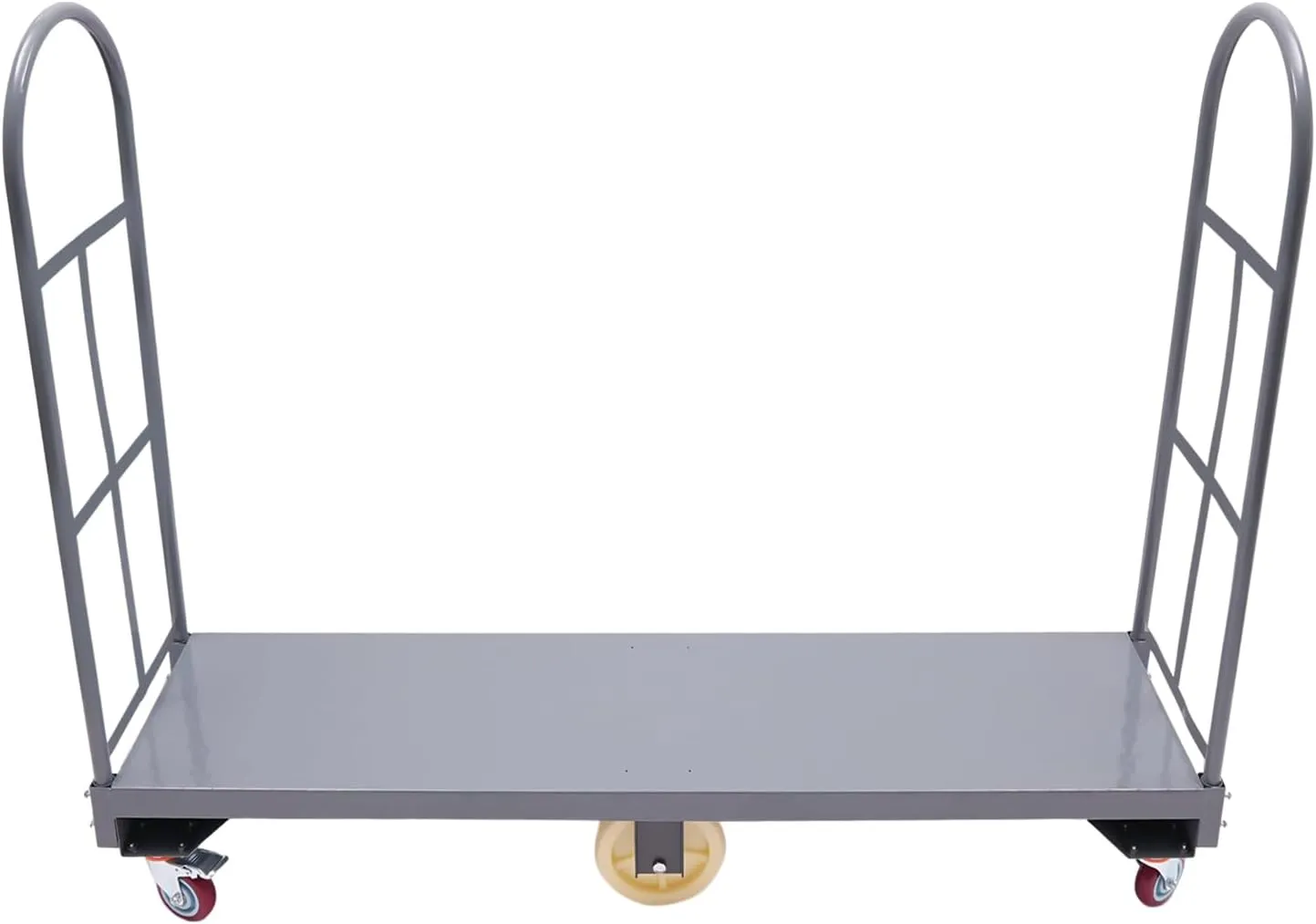 16 x 65 inch Narrow Aisle Steel Platform Cart Heavy Duty Industrial Uboat Platform Truck Steel Dolly U-Boat Utility Material Cart Platform Hand Truck for Warehouse Factory Logistics