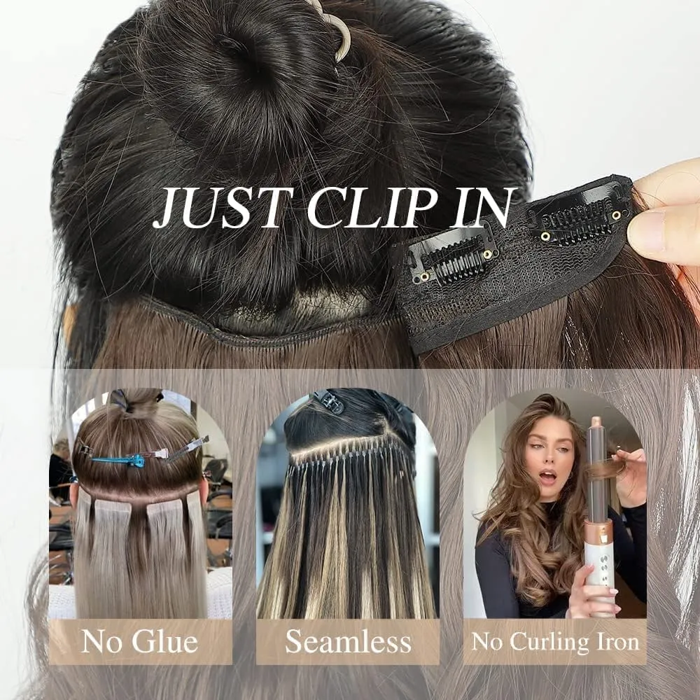 #18P60 14inch Balayage Clip in Hair Extensions,3/4 Full Head Ash Blonde to Platinum Blonde Clips on Hair Extensions One Hairpieces for Women with 5 Clips 70G Invisible Ombre Human Hair Extensions