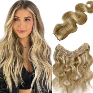 #18P60 14inch Balayage Clip in Hair Extensions,3/4 Full Head Ash Blonde to Platinum Blonde Clips on Hair Extensions One Hairpieces for Women with 5 Clips 70G Invisible Ombre Human Hair Extensions