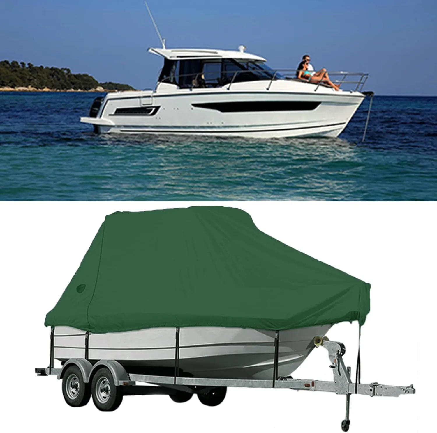 19-21ft Waterproof Boat Cover 420d Marine Grade Oxford Cloth V-Hull Boat Mooring Cover Dust-Proof Anti-Uv Protection Trailerable T-Top Boat Cover