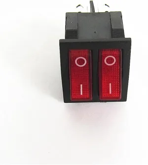 1pc Rocker Switch Six Foot Double Ship Type Switch Boat Switch with green Red Indicator Light ON-OFF for baking pan BJXKHFPIV(Red)