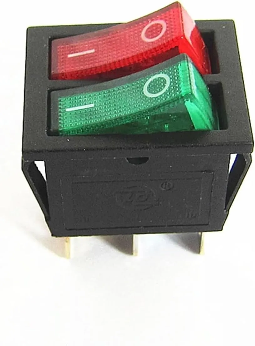 1pc Rocker Switch Six Foot Double Ship Type Switch Boat Switch with green Red Indicator Light ON-OFF for baking pan BJXKHFPIV(Red)