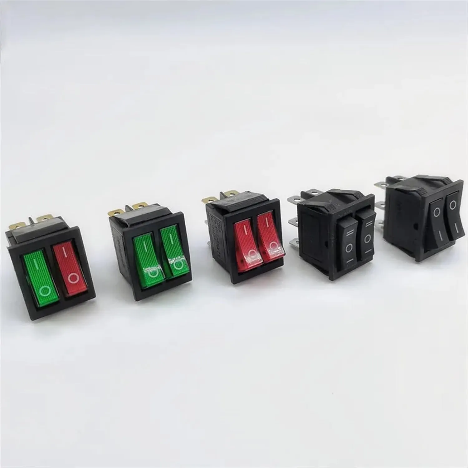 1PCS KCD8 6PIN 16A 250V 20A 125V Double Light Switch Rocker Switch Waterproof ON-Off KCD6 Boat Power Switch(Red and Green)
