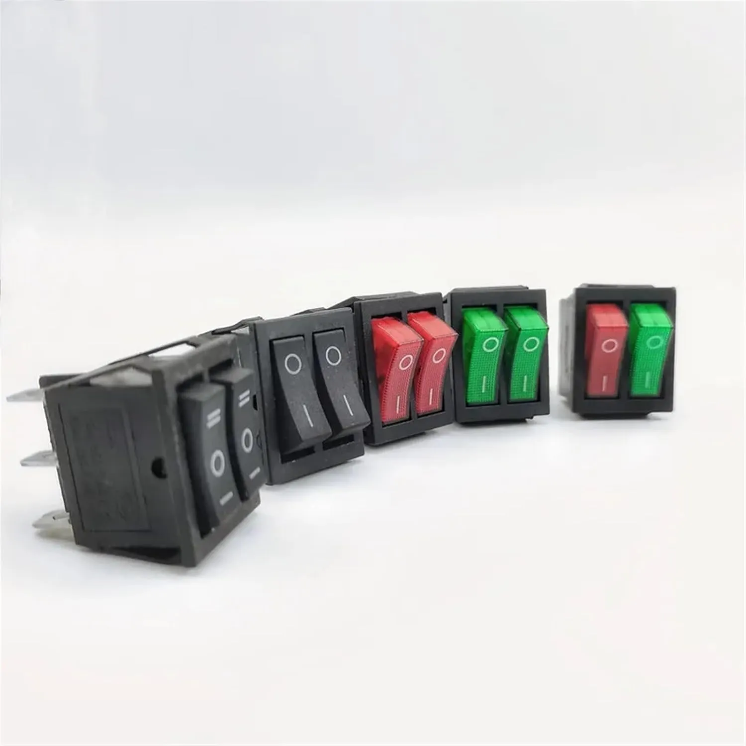 1PCS KCD8 6PIN 16A 250V 20A 125V Double Light Switch Rocker Switch Waterproof ON-Off KCD6 Boat Power Switch(Red and Green)
