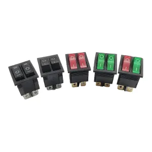 1PCS KCD8 6PIN 16A 250V 20A 125V Double Light Switch Rocker Switch Waterproof ON-Off KCD6 Boat Power Switch(Red and Green)