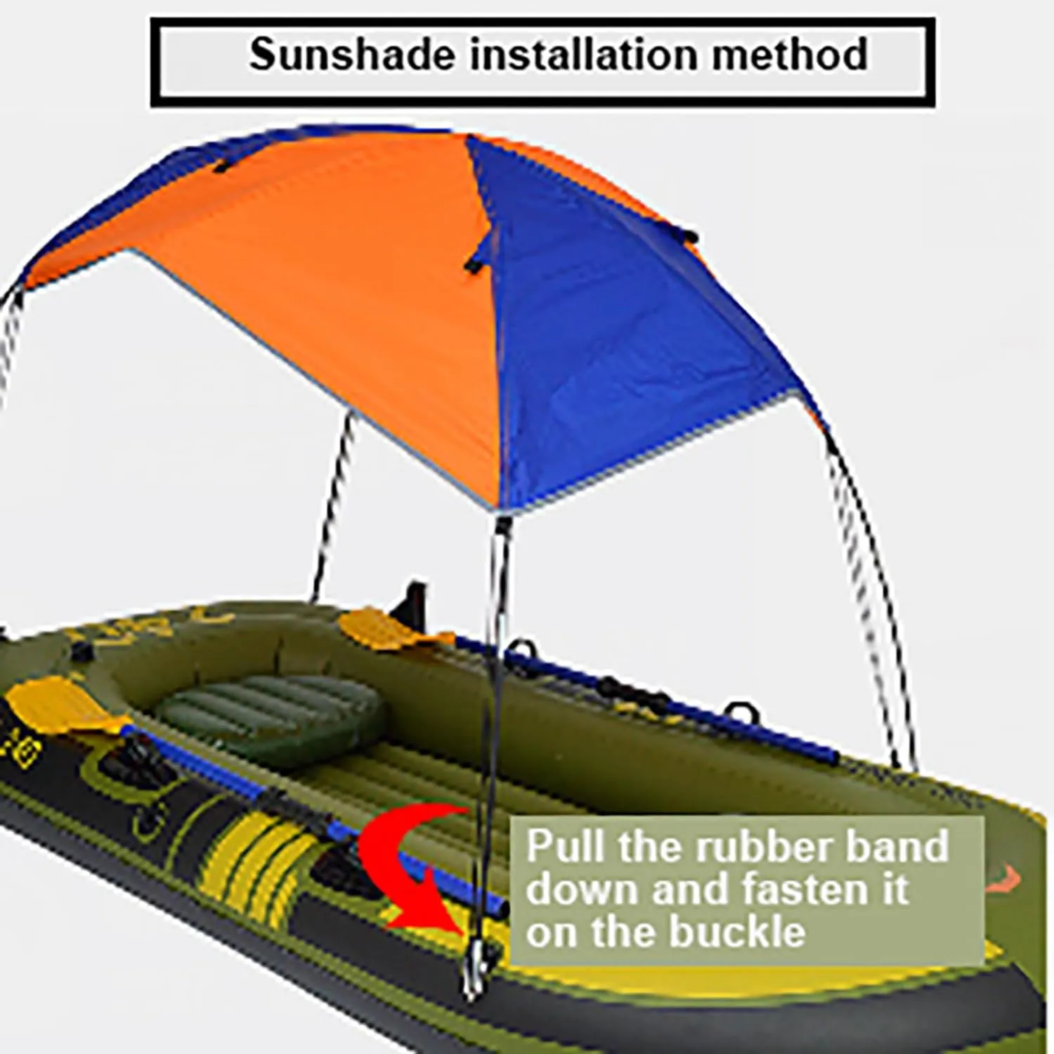 2 4 Persons Boat Sun Shelter, Waterproof UV Protected Fishing Canopy, Easy Setup Awning Tent with D Shape Buckles, Ideal for Boating Picnic and Fishing