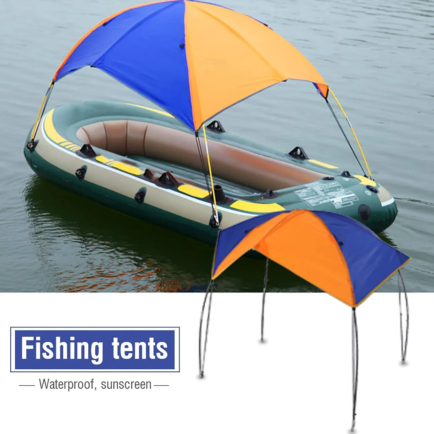 2 4 Persons Boat Sun Shelter, Waterproof UV Protected Fishing Canopy, Easy Setup Awning Tent with D Shape Buckles, Ideal for Boating Picnic and Fishing