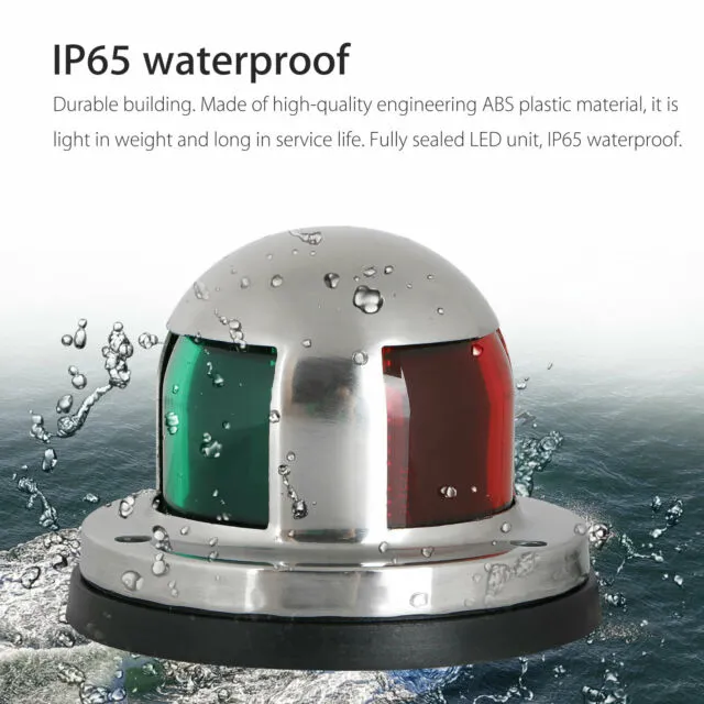 2 IN 1 Marine Boat Yacht Pontoon 12V Stainless Steel LED Bow Navigation Lights