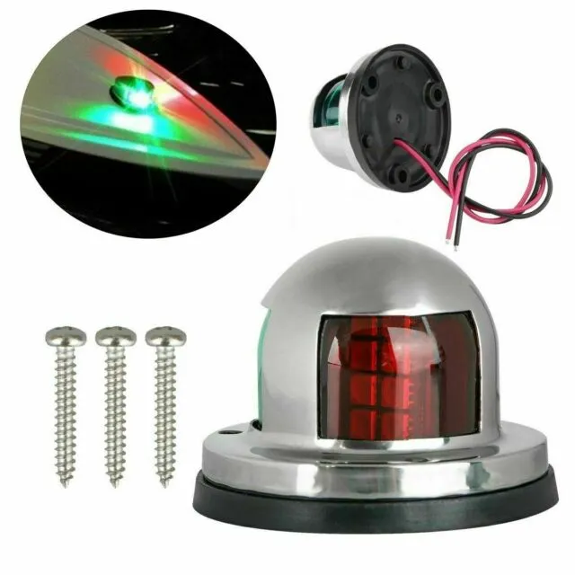 2 IN 1 Marine Boat Yacht Pontoon 12V Stainless Steel LED Bow Navigation Lights