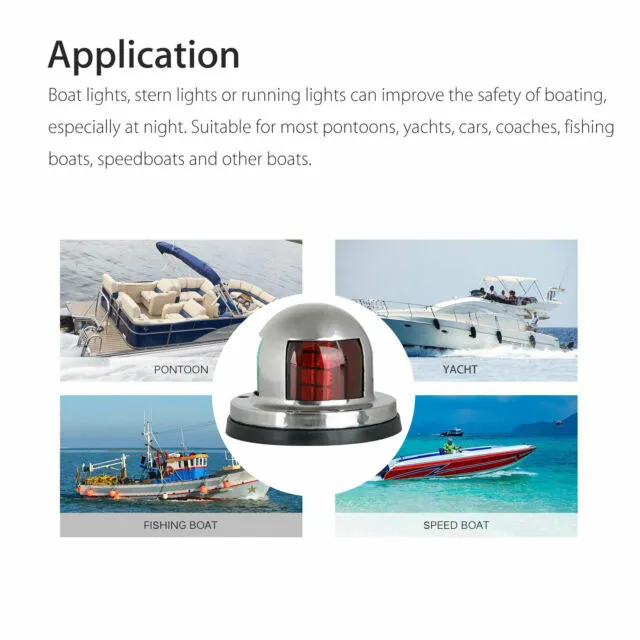 2 IN 1 Marine Boat Yacht Pontoon 12V Stainless Steel LED Bow Navigation Lights