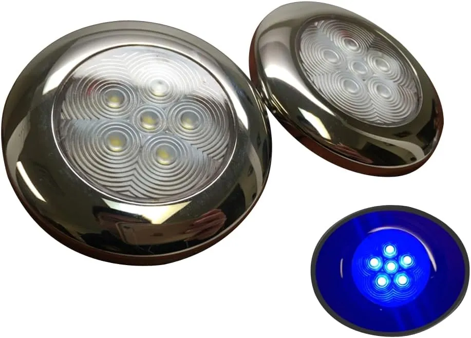 2 of Pactrade Marine Boat Blue LED Ceiling Light SS304 Housing Surface Mount 12V 17LM