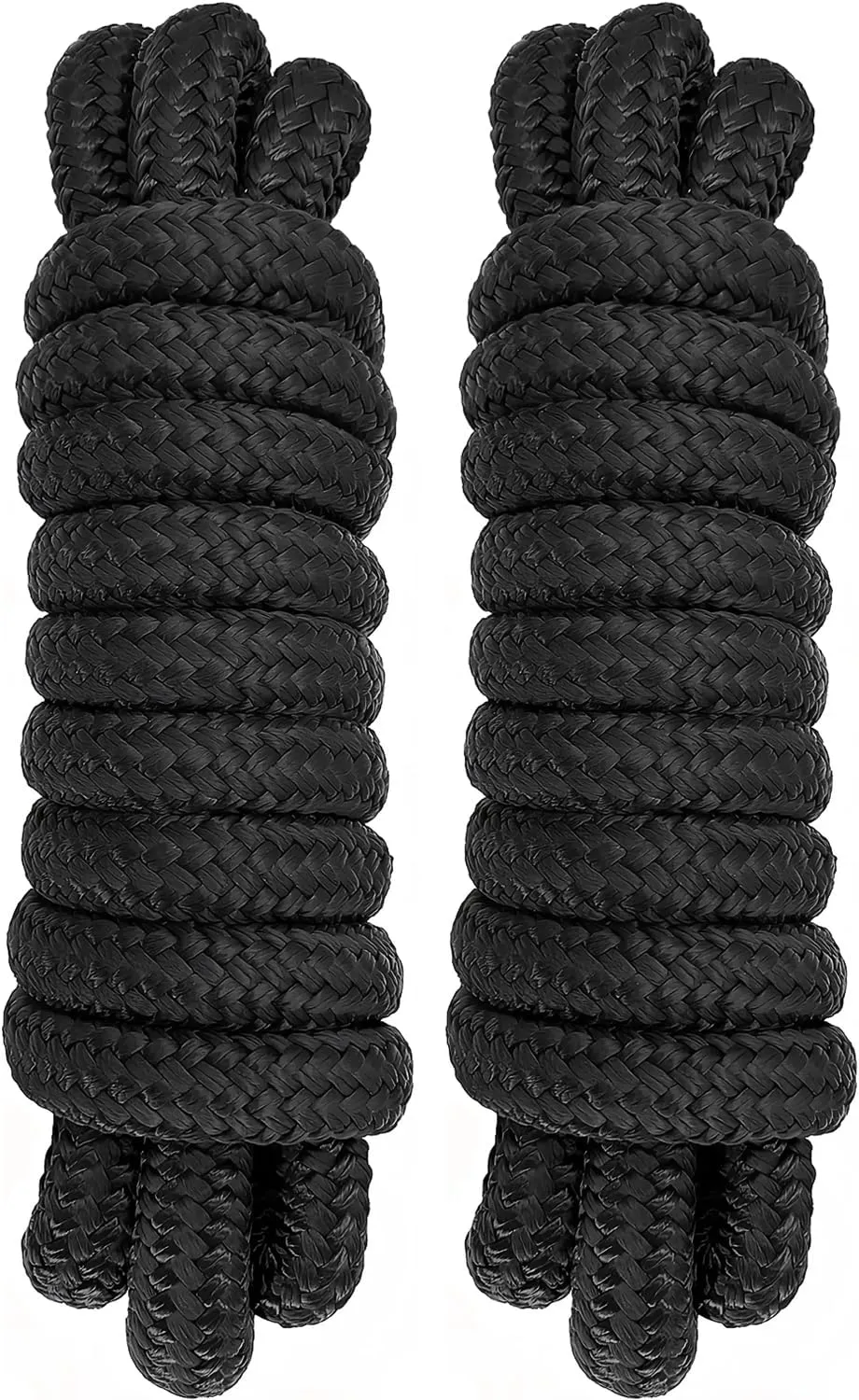 2 Pack 5/8" x 10' Boat Fender Lines - Marine Grade Nylon Boat Rope with 12" Loop for Docking and Tying Fenders - Double Braided Dock Lines, High Strength, Easy Handling, Fray Resistant - Black