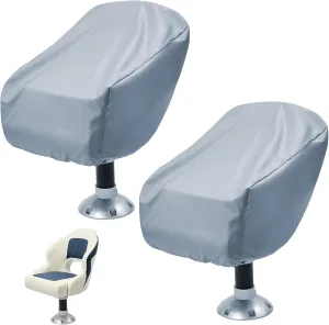 2 Pack Boat Seat Covers - Waterproof 600D Heavy Duty Boat Folding Chair Cover - 18W x 20D x 14H inch, Grey.