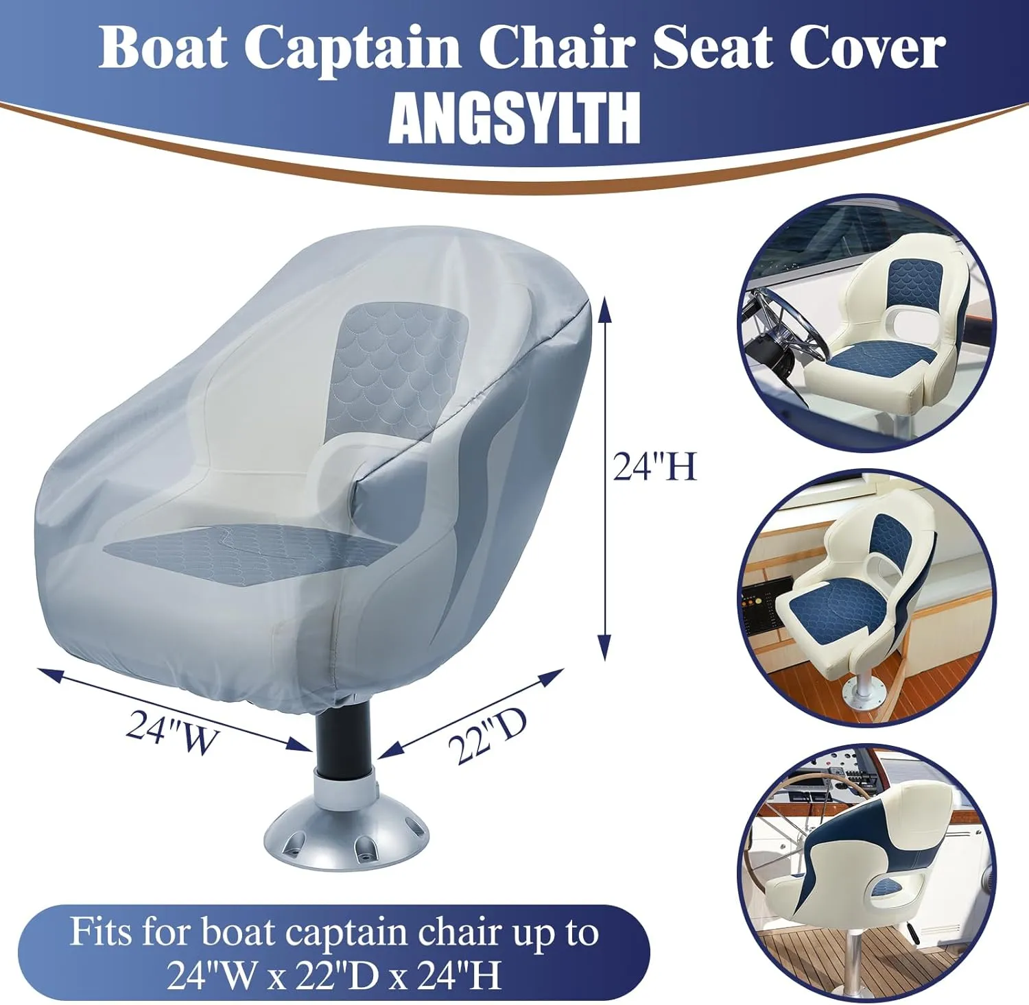 2 Pack Boat Seat Covers - Waterproof 600D Heavy Duty Boat Folding Chair Cover - 18W x 20D x 14H inch, Grey.