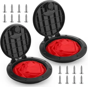 2 Pcs 6'' and 8'' Deck Hatch with Storage Bag Black Deck Plate Hatch Kit with Screws for Fishing Kayak Boating Marine Sailing