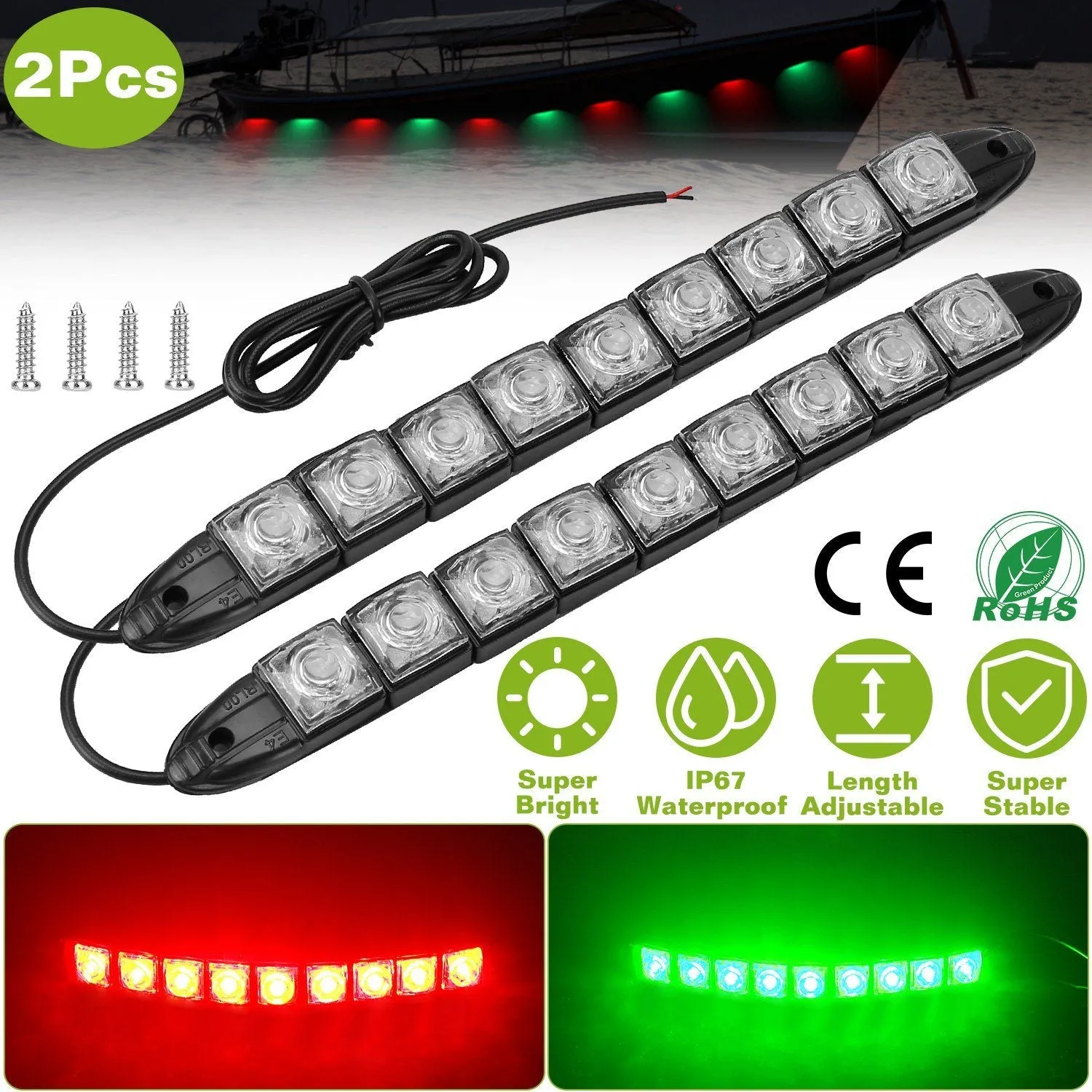 2-Piece: Navigation Marine Boat Strip 9 LED Lights