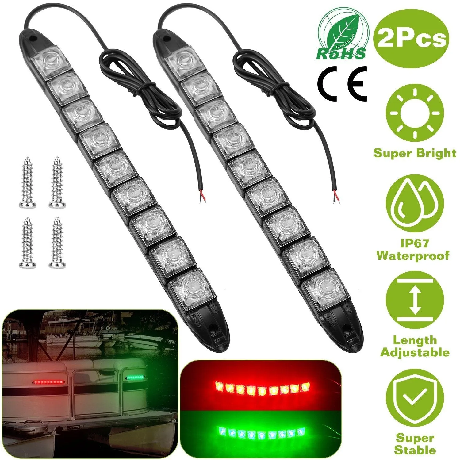 2-Piece: Navigation Marine Boat Strip 9 LED Lights
