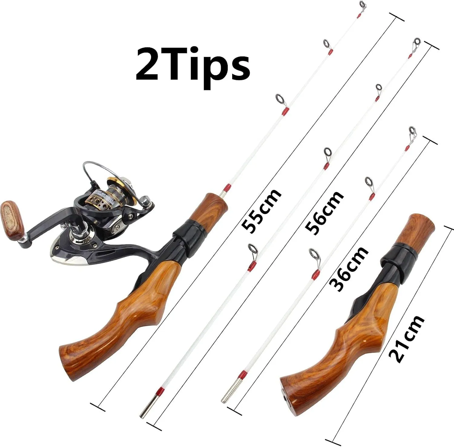 2 Tips Ultra-Short Fishing Rod, 97g Ultra-Light Children’s Fishing Rod, Reel Combo, Mini Ice Fishing Rod Reel Set, Beginner Fishing, Boat Fishing Rod, Trout Rod 55cm/74cm ZYHYD