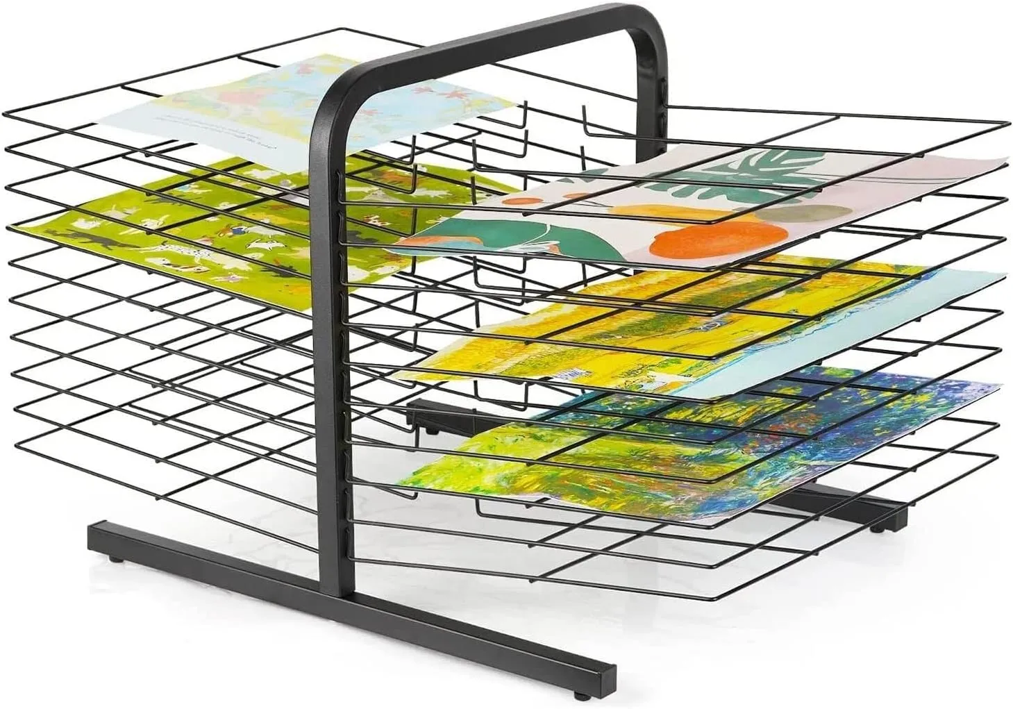 20-Shelf Desktop Art Drying Rack, Double-Sided Metal Wire Rack for Painting Storage – Ideal for Classrooms & Studios