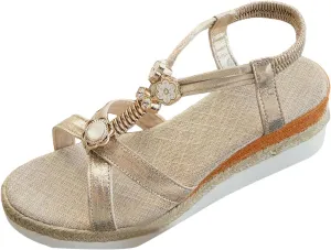 2025 Orthopedic Espadrille Wedge Sandals for Women Summer Open Toe Arch Support Platform Sandals Low Wedges Boho Glitter Comfortable Breathable Shoes for Beach Party Outdoor Indoor